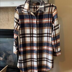 Plaid Button-Up Shirt Jacket